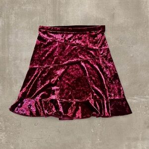 DKNY Velvet A-Line Skirt in Deep Red